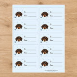 Dachshund Pawprint Wishes Gift Tag Sticker Sheet