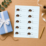 Dachshund Pawprint Wishes Gift Tag Sticker Sheet