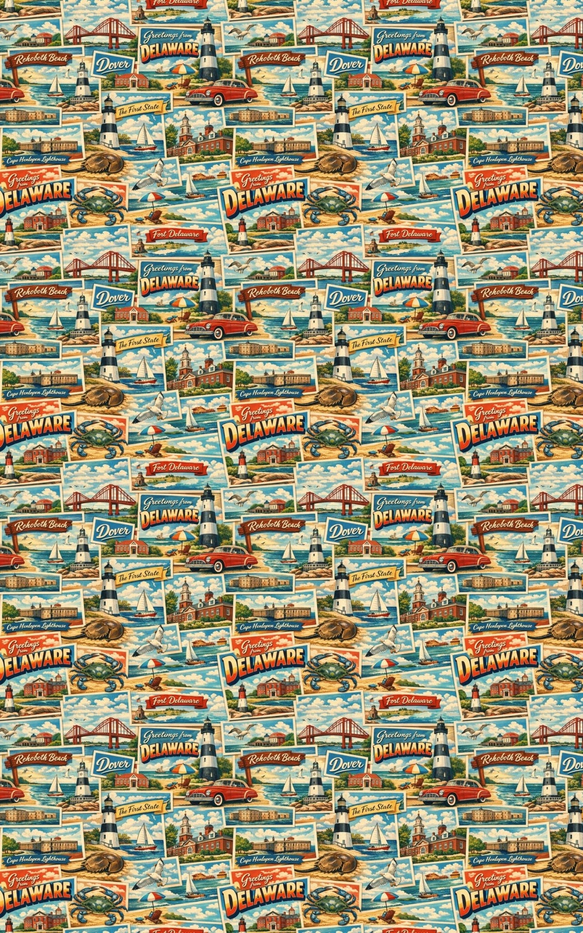 Delaware Postcard Memories - London Penny Gift Wrap