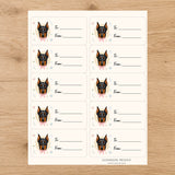 Doberman Pinscher  Paws & Bows Gift Tag Sticker Sheet