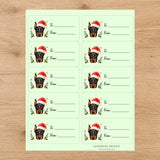 Doberman Pinscher Santa Paws Gift Tag Sticker Sheet