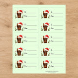 Doberman Pinscher Santa Paws Gift Tag Sticker Sheet