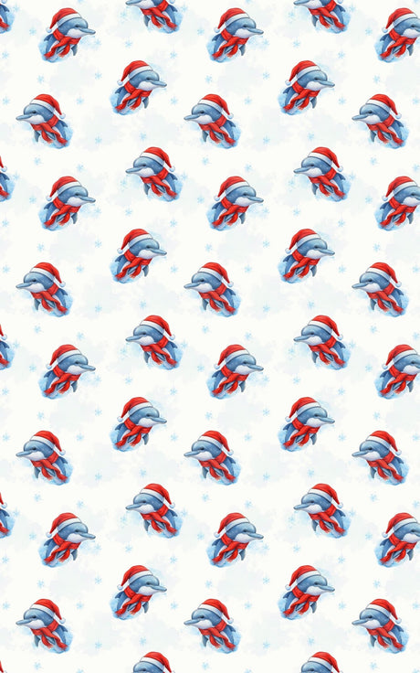 Festive Holiday Dolphin - London Penny Gift Wrap