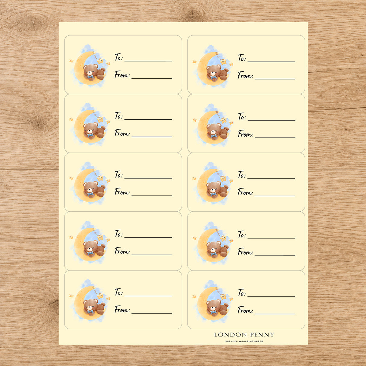 Dreamy Little Bear Gift Tag Sticker Sheet