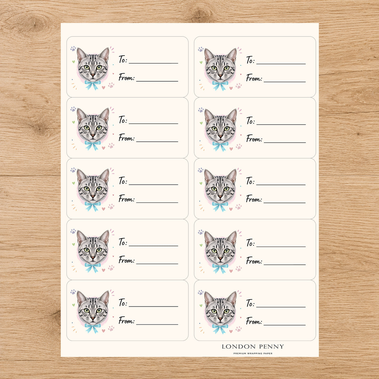 Egyptian Mau Purrfectly Yours Gift Tag Sticker Sheet