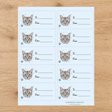 Egyptian Mau Pawprint Wishes Gift Tag Sticker Sheet - London Penny Gift Wrap