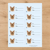 European Burmese Pawprint Wishes Gift Tag Sticker Sheet