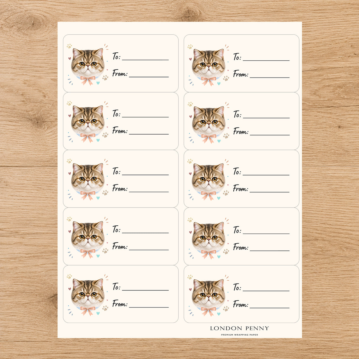 Exotic Shorthair Purrfectly Yours Gift Tag Sticker Sheet
