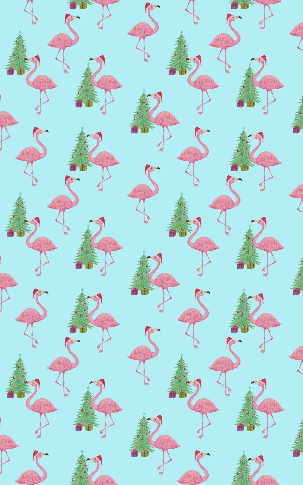 Caroling Coral Flamingos - London Penny Gift Wrap