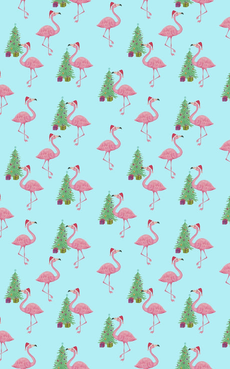 Caroling Coral Flamingos - London Penny Gift Wrap
