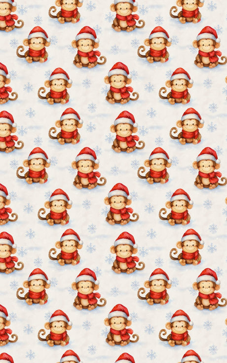 Festive Snowy Monkey - London Penny Gift Wrap
