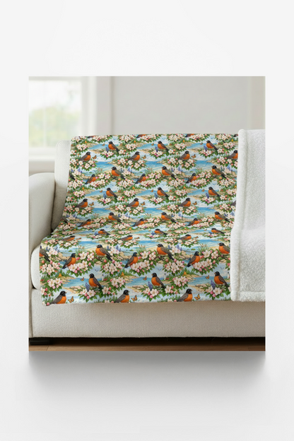Michigan Flora & Fauna Sherpa Blanket
