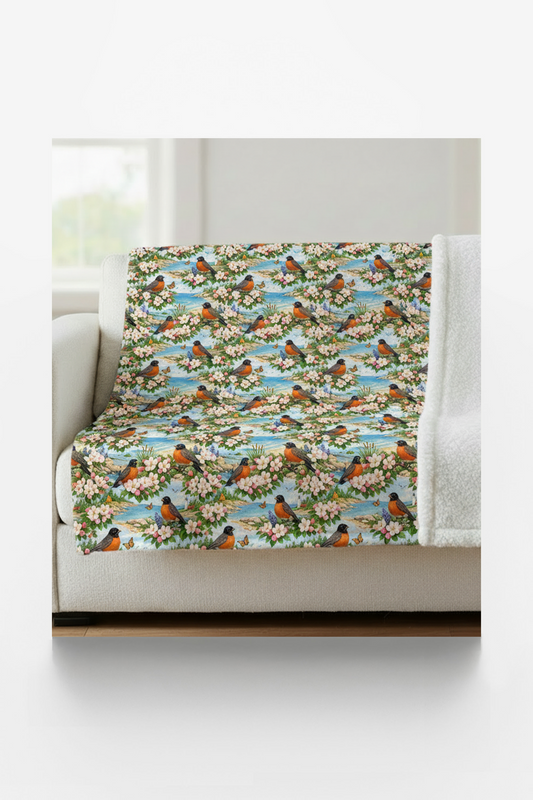 Michigan Flora & Fauna Sherpa Blanket