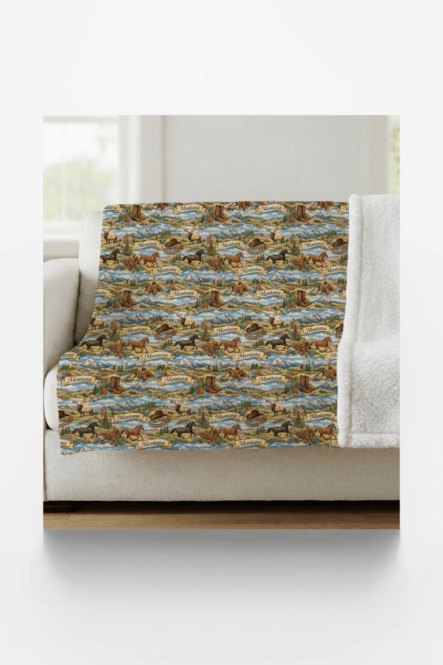 Montana Big Sky West Sherpa Blanket - London Penny Gift Wrap