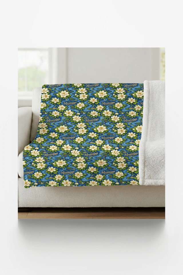 Mississippi River Magnolia Sherpa Blanket - London Penny Gift Wrap