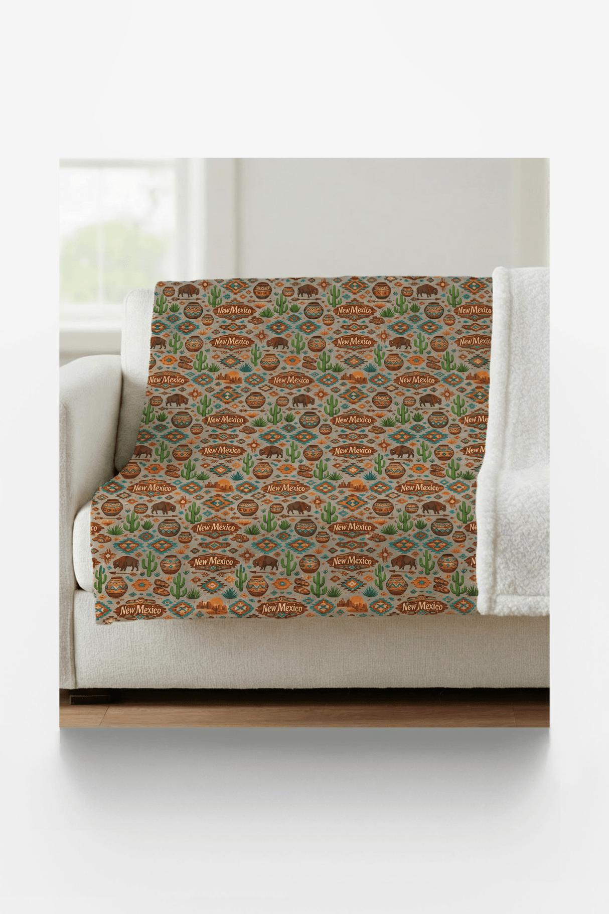 New Mexico Santa Fe Earth Sherpa Blanket - London Penny Gift Wrap