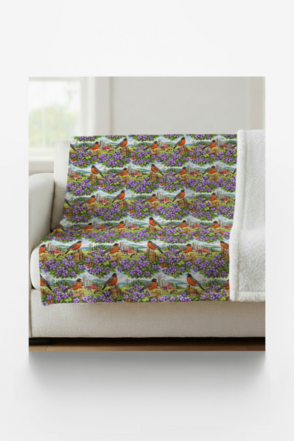 Wisconsin Flora & Fauna Sherpa Blanket