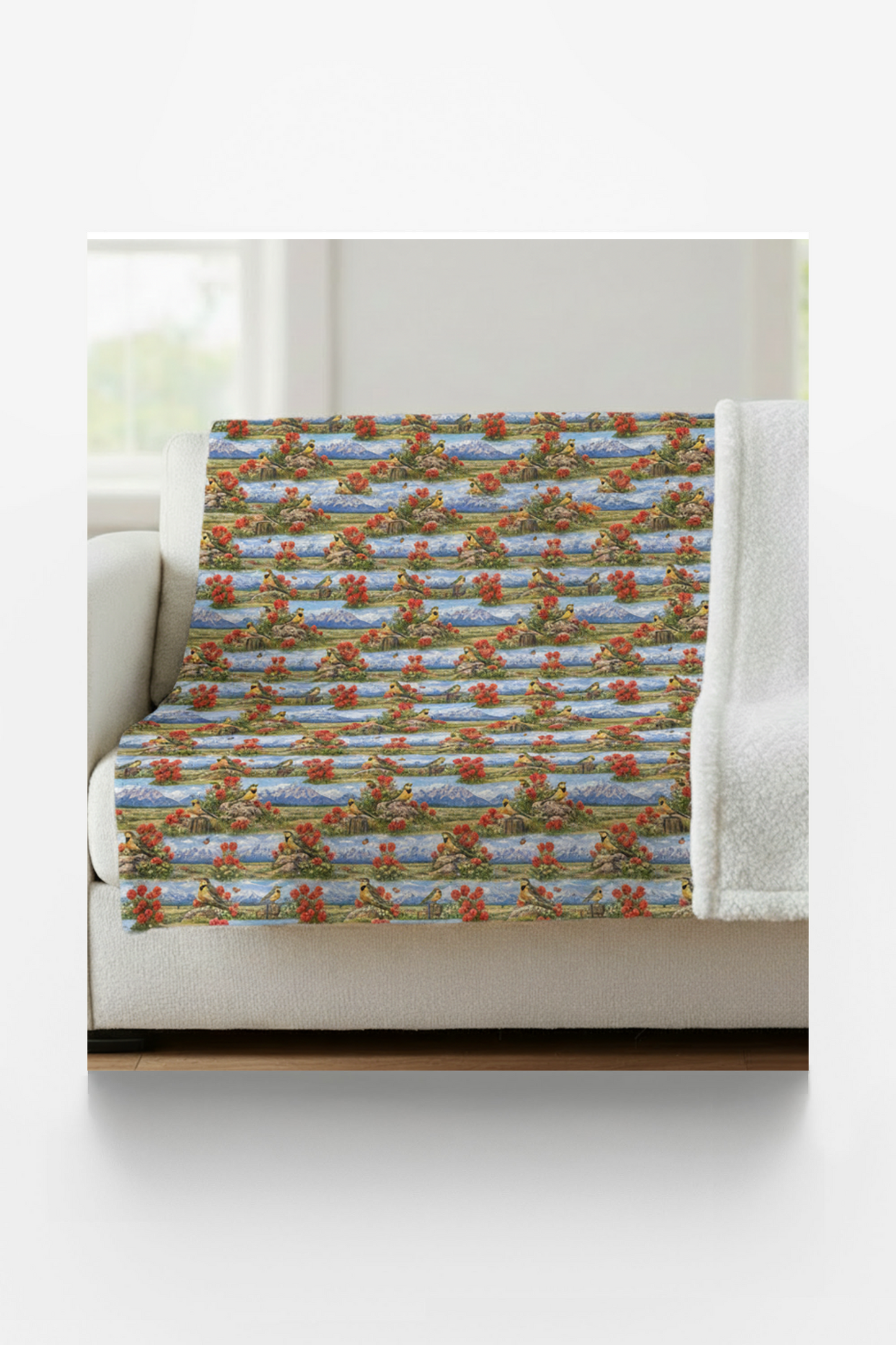 Wyoming Flora & Fauna Sherpa Blanket