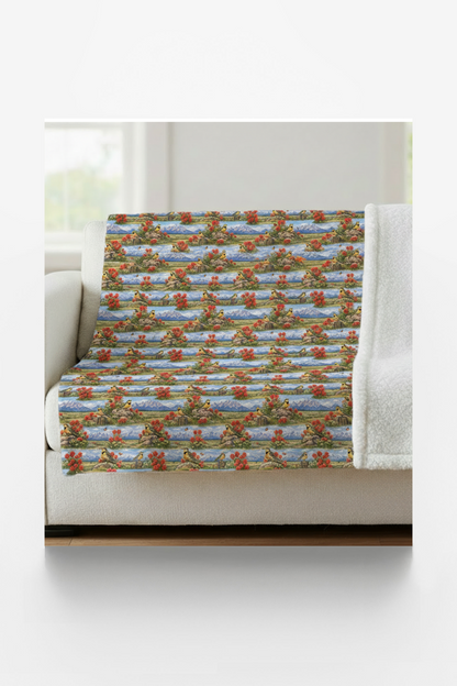 Wyoming Flora & Fauna Sherpa Blanket