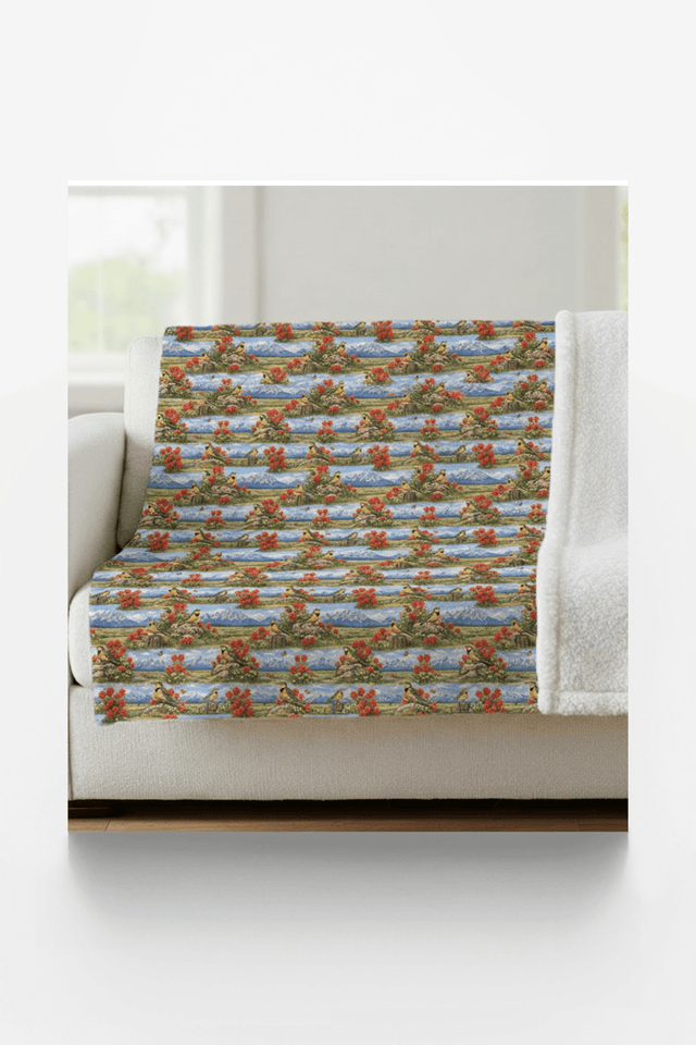 Wyoming Flora & Fauna Sherpa Blanket - London Penny Gift Wrap