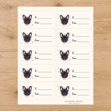 French Bulldog Paws & Bows Gift Tag Sticker Sheet