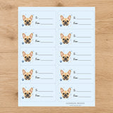 French Bulldog Pawprint Wishes Gift Tag Sticker Sheet
