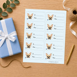 French Bulldog Pawprint Wishes Gift Tag Sticker Sheet