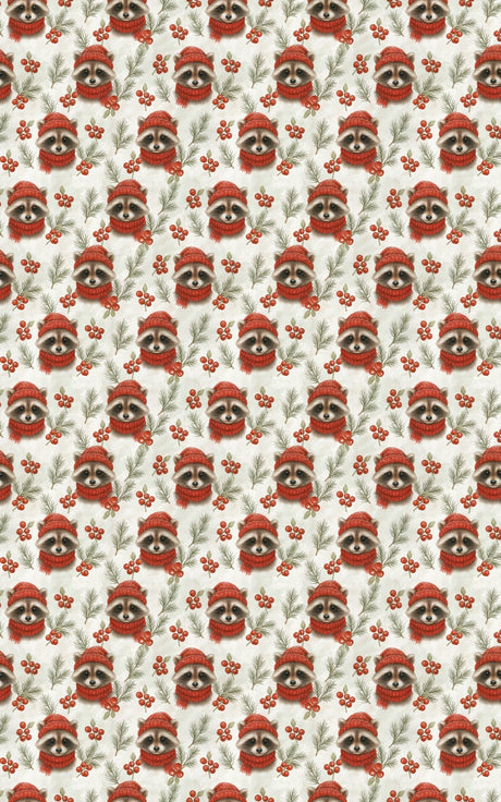 Frosty Woodland Raccoons - London Penny Gift Wrap