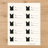 German Shepherd Paws & Bows Gift Tag Sticker Sheet