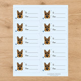 German Shepherd Pawprint Wishes Gift Tag Sticker Sheet