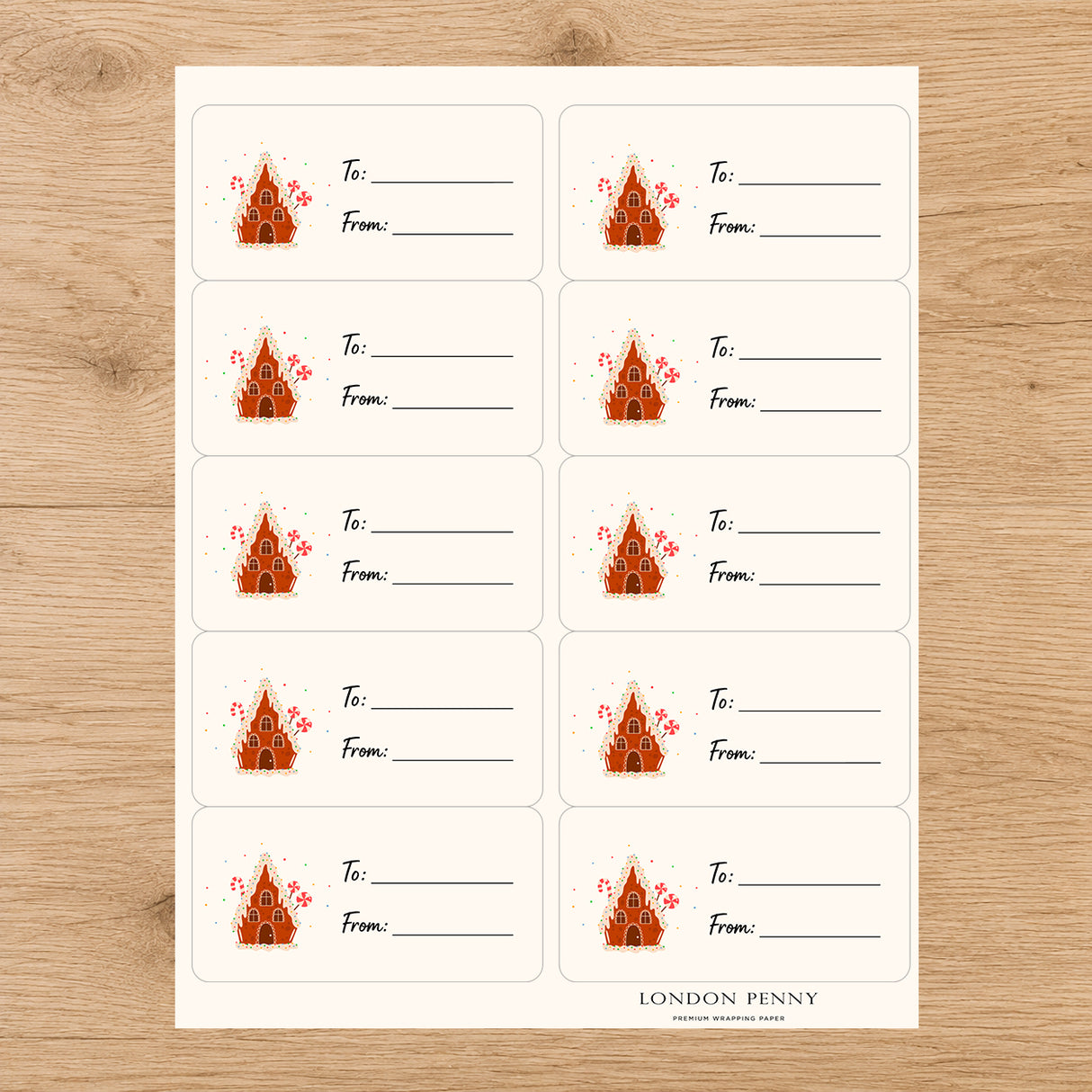 Gingerbread Wonderland Gift Tag Sticker Sheet