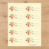 Giraffe Balloon Party Gift Tag Sticker Sheet