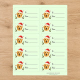 Golden Retriever Santa Paws Gift Tag Sticker Sheet