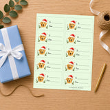 Golden Retriever Santa Paws Gift Tag Sticker Sheet