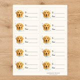 Golden Retriever Paws & Bows Gift Tag Sticker Sheet