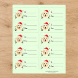 Golden Retriever Santa Paws Gift Tag Sticker Sheet