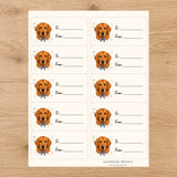 Golden Retriever Paws & Bows Gift Tag Sticker Sheet