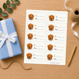 Golden Retriever Paws & Bows Gift Tag Sticker Sheet