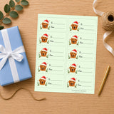 Golden Retriever Santa Paws Gift Tag Sticker Sheet