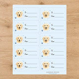 Golden Retriever Pawprint Wishes Gift Tag Sticker Sheet