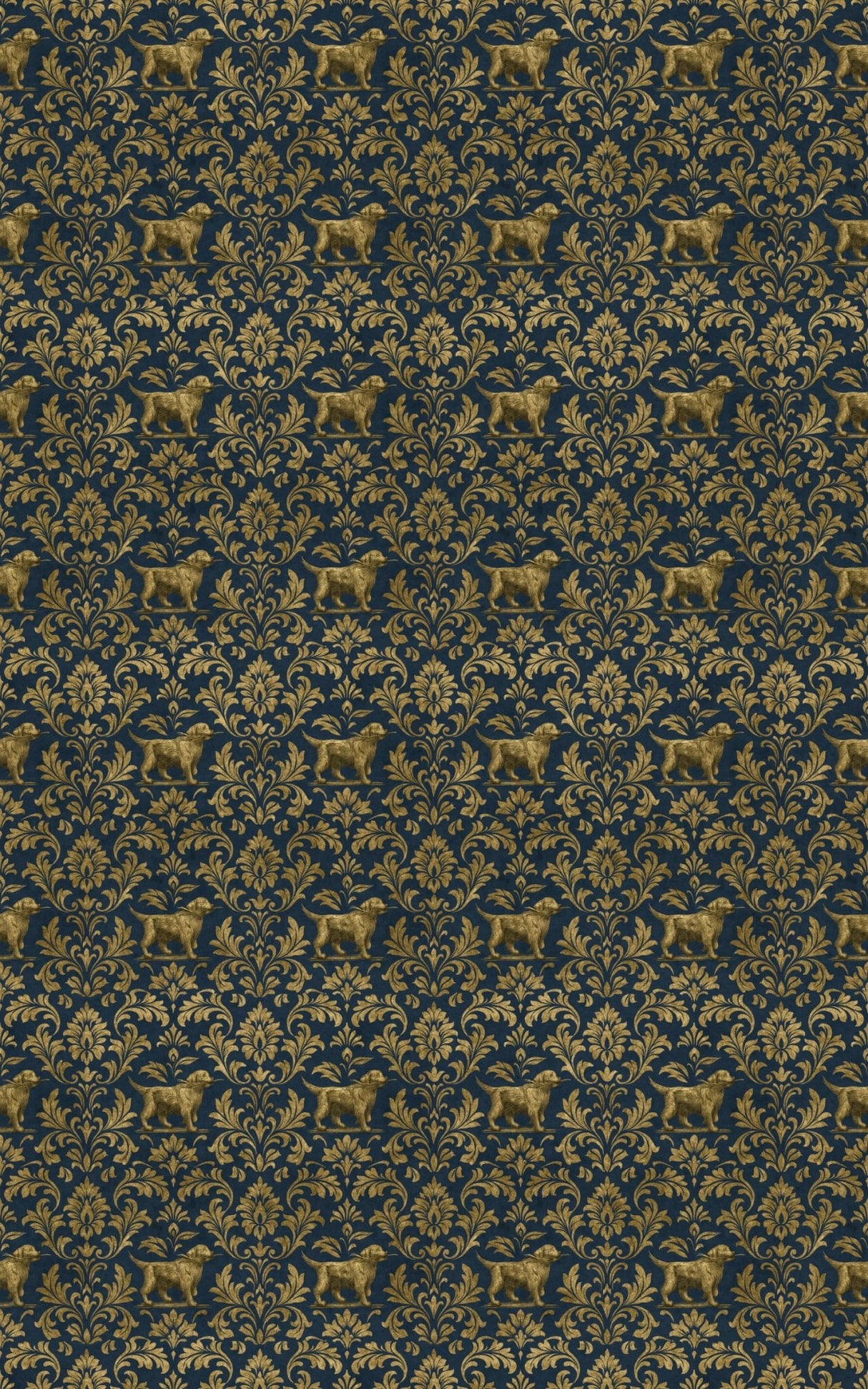 Golden Retriever Gilded Damask - London Penny Gift Wrap