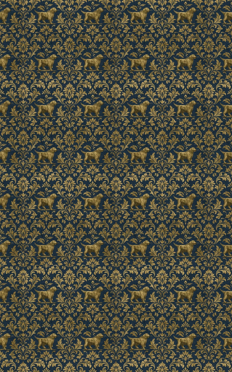 Golden Retriever Gilded Damask - London Penny Gift Wrap