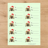 Great Dane Santa Paws Gift Tag Sticker Sheet
