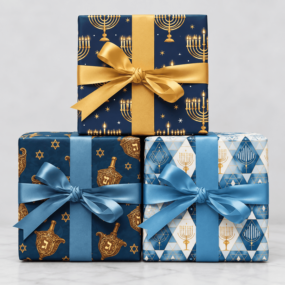 Hanukkah Inspired Gift Wrap Bundle - 3 Roll Set - London Penny Gift Wrap