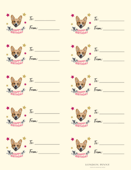 Personalized Happy Birthday To You Gift Tag Sticker Sheet - London Penny Gift Wrap