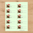 Havana Brown Santa Paws Gift Tag Sticker Sheet - London Penny Gift Wrap