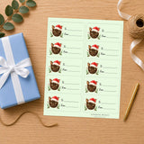 Havana Brown Santa Paws Gift Tag Sticker Sheet - London Penny Gift Wrap