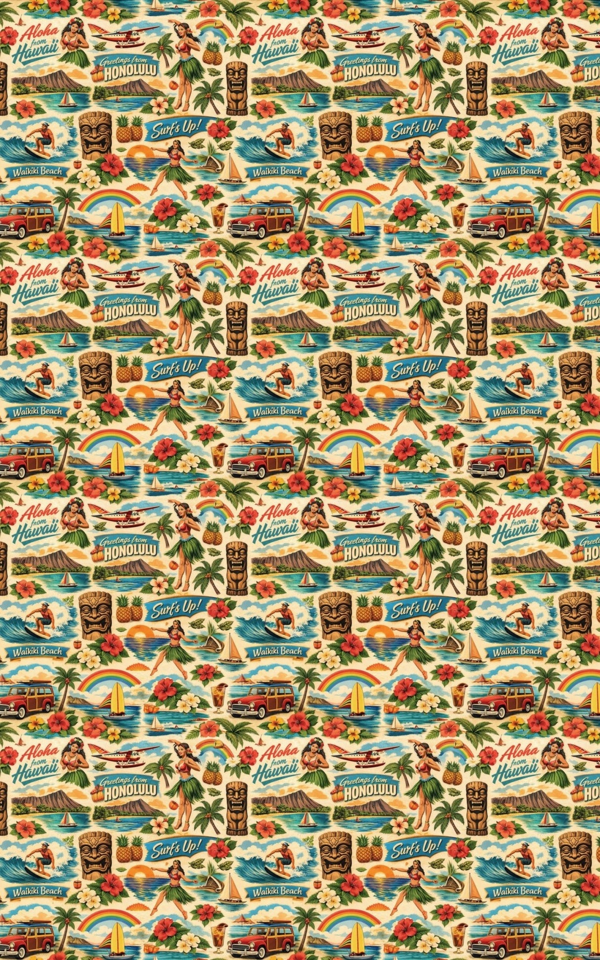 Hawaii Postcard Memories - London Penny Gift Wrap