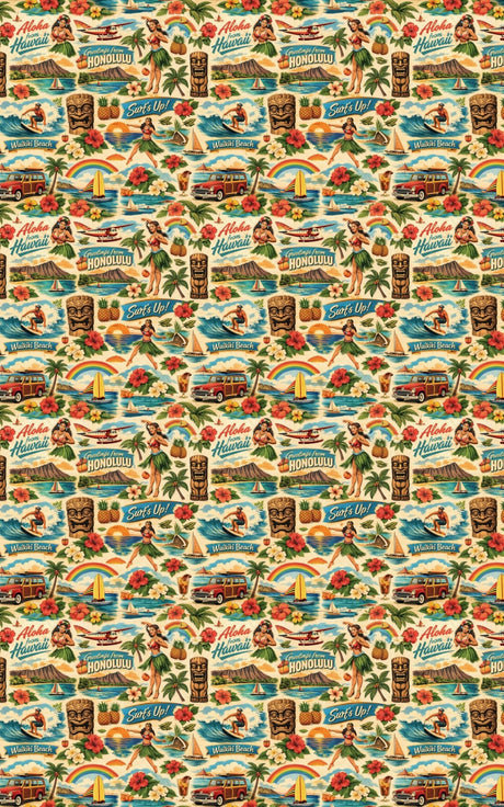 Hawaii Postcard Memories - London Penny Gift Wrap