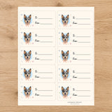 Heeler Paws & Bows Gift Tag Sticker Sheet